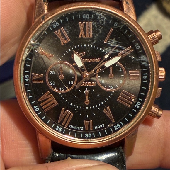 Geneva Black and Gold Men's Watch